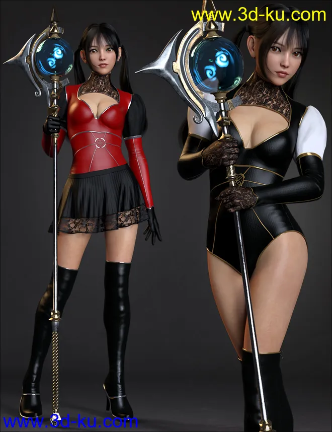 dForce Miki the Witch Outfit Set for Genesis 8 Females模型的图片1