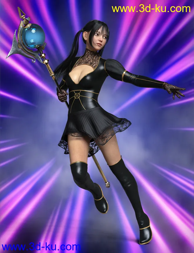 dForce Miki the Witch Outfit Set for Genesis 8 Females模型的图片2