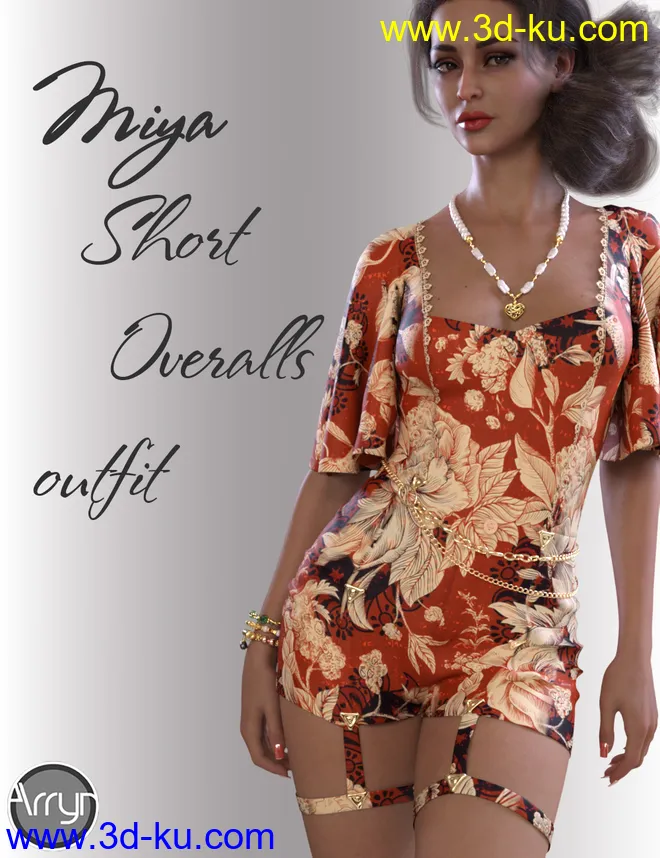 dForce Miya Short Overalls for Genesis 8.1 Females模型的图片1