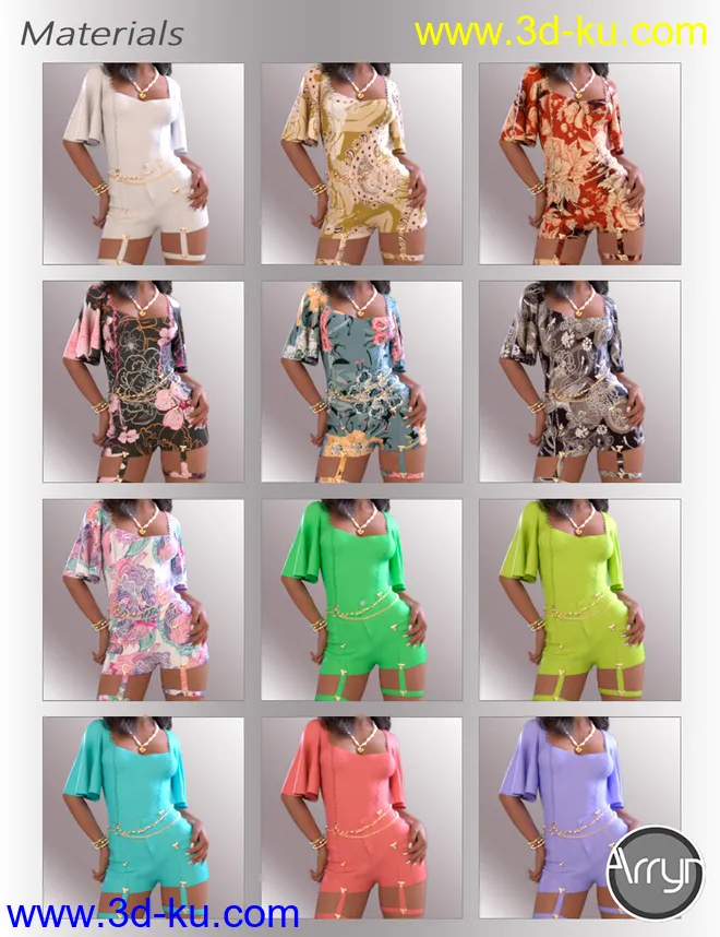 dForce Miya Short Overalls for Genesis 8.1 Females模型的图片5