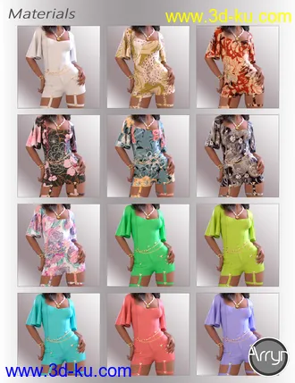 3D打印模型dForce Miya Short Overalls for Genesis 8.1 Females的图片