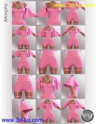 3D打印模型dForce Miya Short Overalls for Genesis 8.1 Females的图片