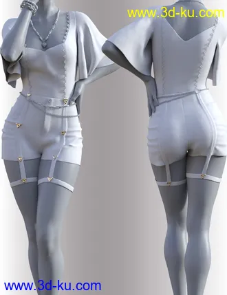3D打印模型dForce Miya Short Overalls for Genesis 8.1 Females的图片