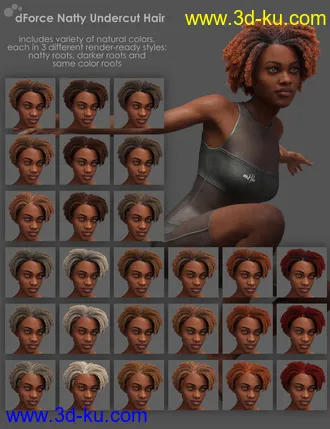 3D打印模型dForce Natty Undercut Hair for Genesis 8 Female(s)的图片