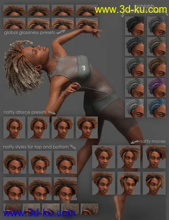 3D打印模型dForce Natty Undercut Hair for Genesis 8 Female(s)的图片