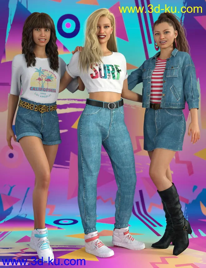 dForce Ninties Nostalgia Wardrobe for Genesis 8 Females模型的图片1