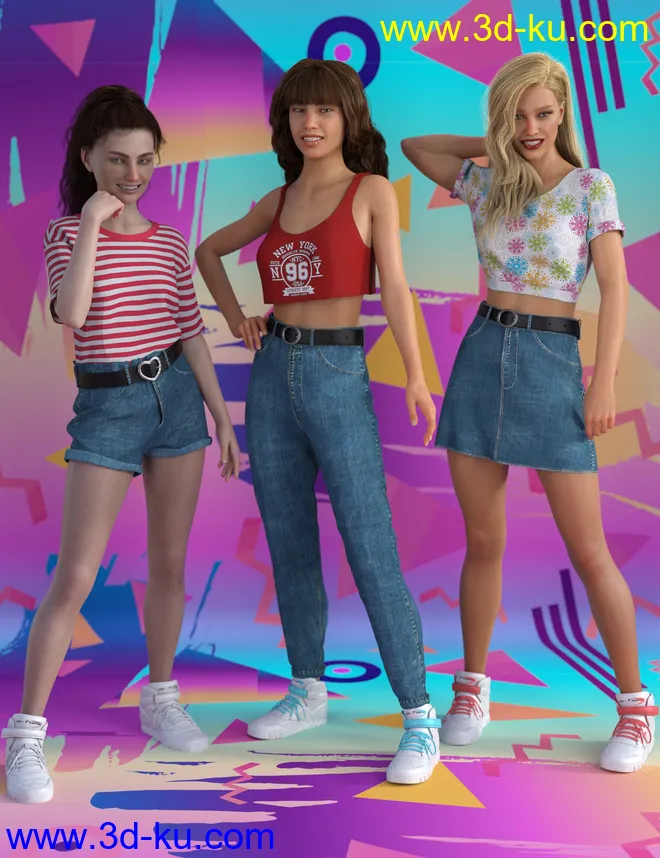 dForce Ninties Nostalgia Wardrobe for Genesis 8 Females模型的图片2