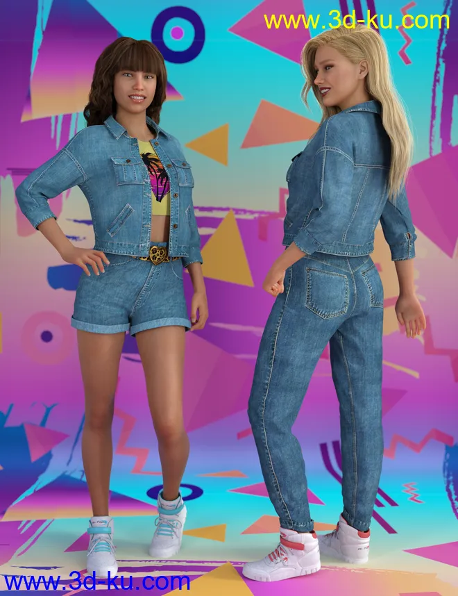 dForce Ninties Nostalgia Wardrobe for Genesis 8 Females模型的图片3