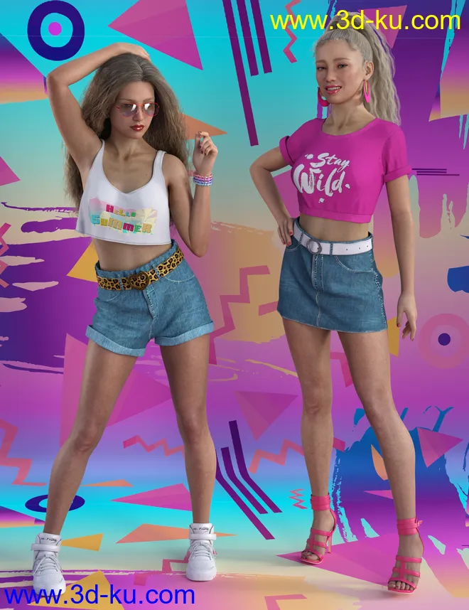 dForce Ninties Nostalgia Wardrobe for Genesis 8 Females模型的图片4