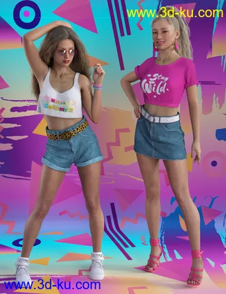 3D打印模型dForce Ninties Nostalgia Wardrobe for Genesis 8 Females的图片