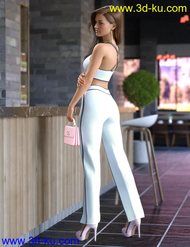 dForce Open Pants Outfit for Genesis 8 Females模型的图片2