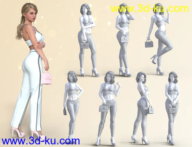 dForce Open Pants Outfit for Genesis 8 Females模型的图片9