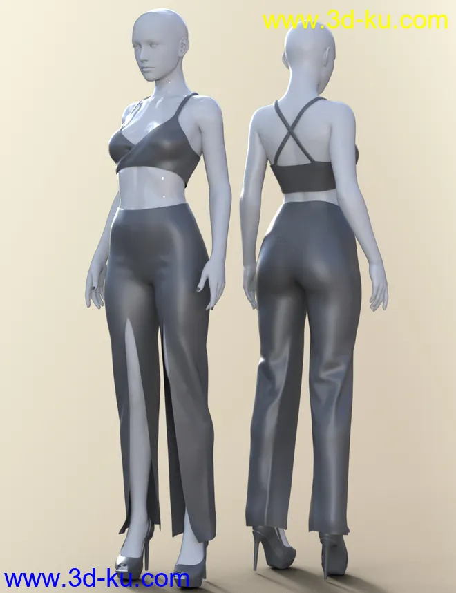 dForce Open Pants Outfit for Genesis 8 Females模型的图片10