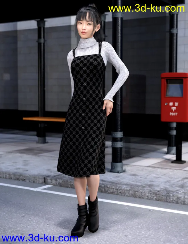 dForce Pinafore Dress for Genesis 8 Females模型的图片1