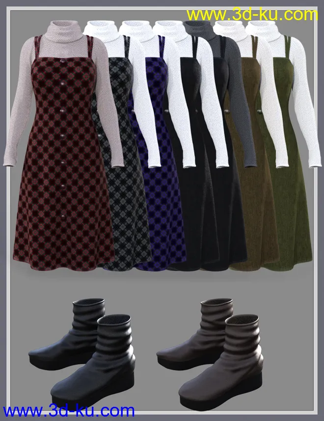 dForce Pinafore Dress for Genesis 8 Females模型的图片4