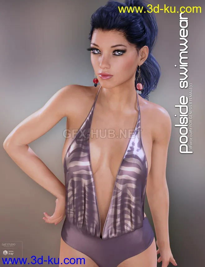 dForce Poolside Swimwear for Genesis 8 Females模型的图片1
