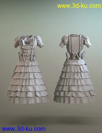 3D打印模型dForce Princess Dress for Genesis 8 Female(s)的图片
