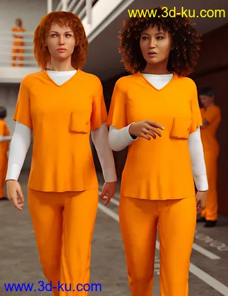 3D打印模型dForce Prison Inmate Clothing for Genesis 8 and 8.1 Females的图片