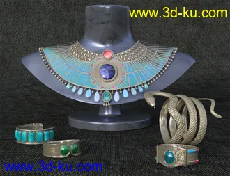 3D打印模型dForce Queen of the Nile Outfit and Hair for Genesis 8 Females的图片