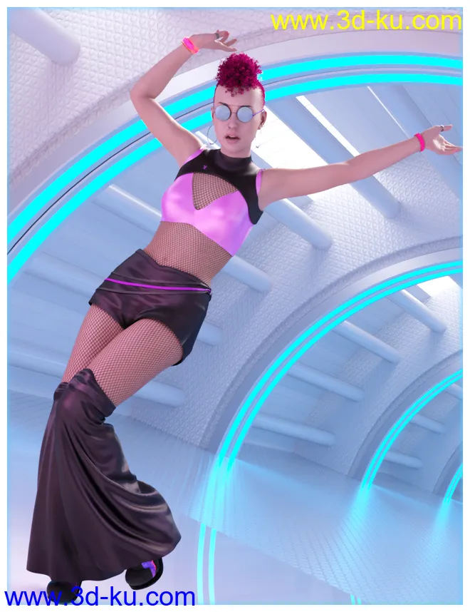 dForce Rave Party Outfit for Genesis 8 Female(s)模型的图片1