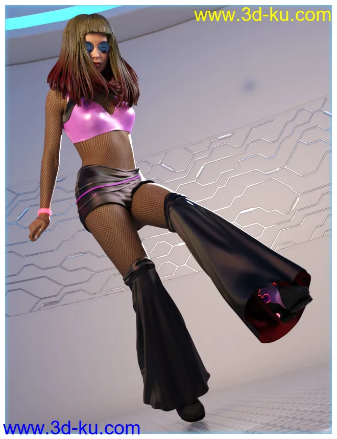 dForce Rave Party Outfit for Genesis 8 Female(s)模型的图片2