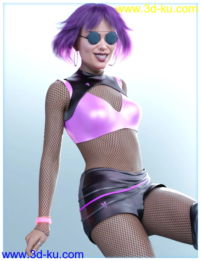 dForce Rave Party Outfit for Genesis 8 Female(s)模型的图片3