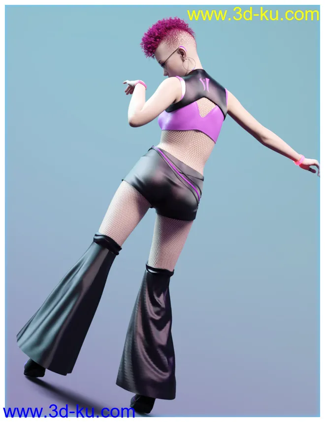 dForce Rave Party Outfit for Genesis 8 Female(s)模型的图片5
