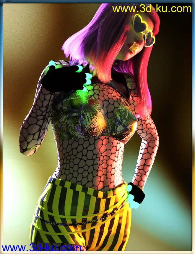 dForce Rave Party Outfit Raveva Textures模型的图片1