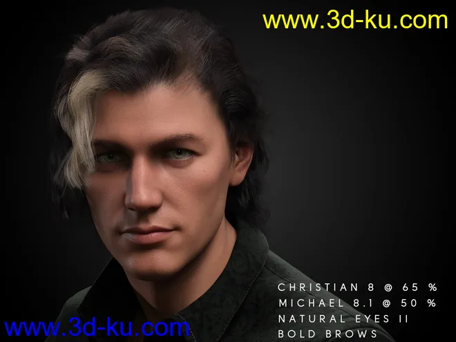 dforce Rogue Waves Hair for Genesis 8, Genesis 8.1 and Genesis 3 Males模型的图片3