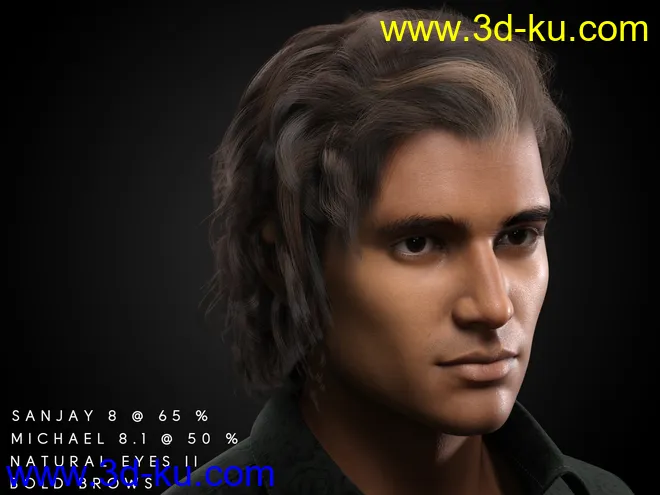 dforce Rogue Waves Hair for Genesis 8, Genesis 8.1 and Genesis 3 Males模型的图片5