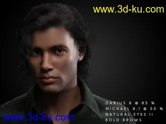 3D打印模型dforce Rogue Waves Hair for Genesis 8, Genesis 8.1 and Genesis 3 Males的图片
