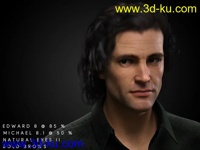 dforce Rogue Waves Hair for Genesis 8, Genesis 8.1 and Genesis 3 Males模型的图片7