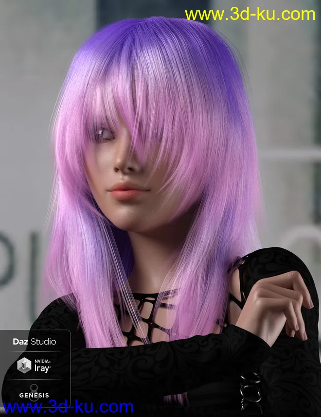 dForce Roxi Hair for Genesis 8 Female(s)模型的图片2