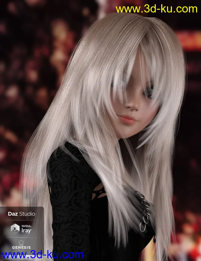 dForce Roxi Hair for Genesis 8 Female(s)模型的图片3