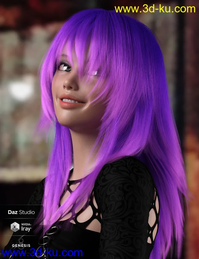 dForce Roxi Hair for Genesis 8 Female(s)模型的图片4
