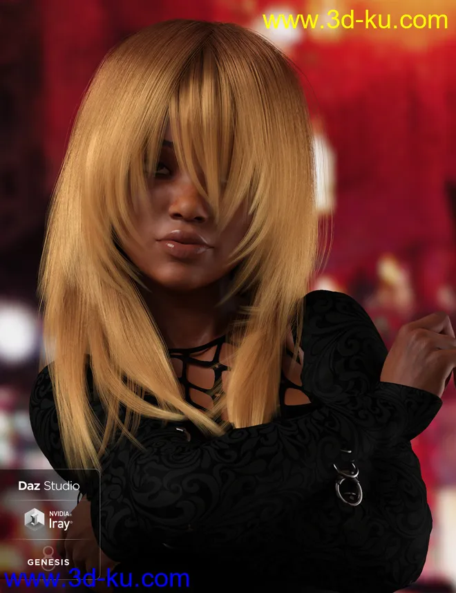 dForce Roxi Hair for Genesis 8 Female(s)模型的图片5