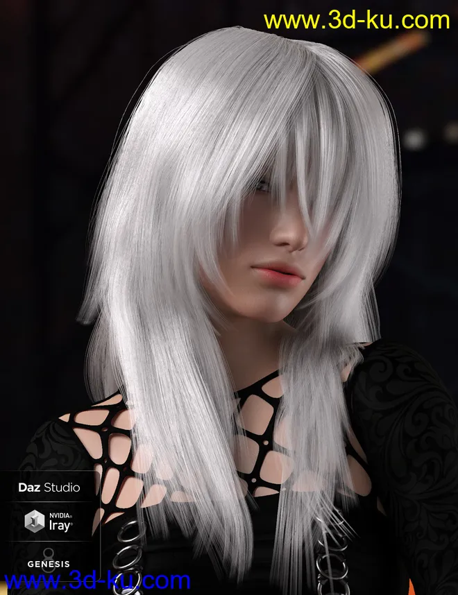dForce Roxi Hair for Genesis 8 Female(s)模型的图片7