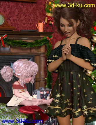 3D打印模型dForce Ruffle BN Off Shoulder Dress for Genesis 8 Females and Bugga Boo的图片