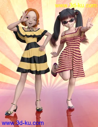 dForce Ruffle BN Off Shoulder Dress for Genesis 8 Females and Bugga Boo模型的图片3