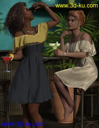 3D打印模型dForce Ruffle BN Off Shoulder Dress for Genesis 8 Females and Bugga Boo的图片