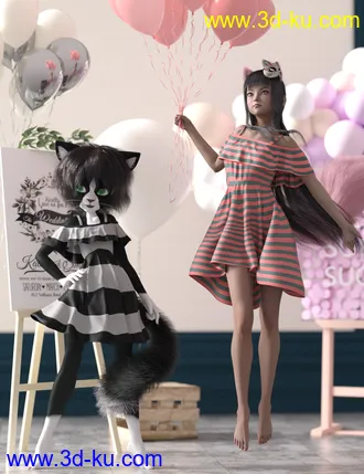 dForce Ruffle BN Off Shoulder Dress for Genesis 8 Females and Bugga Boo模型的图片6