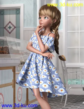 3D打印模型dForce Ruffle BN Off Shoulder Dress for Genesis 8 Females and Bugga Boo的图片