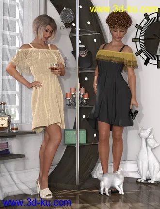 3D打印模型dForce Ruffle BN Off Shoulder Dress for Genesis 8 Females and Bugga Boo的图片