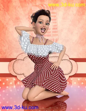 dForce Ruffle BN Off Shoulder Dress for Genesis 8 Females and Bugga Boo模型的图片14