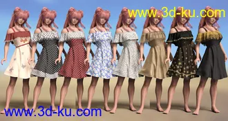 3D打印模型dForce Ruffle BN Off Shoulder Dress for Genesis 8 Females and Bugga Boo的图片