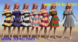 dForce Ruffle BN Off Shoulder Dress for Genesis 8 Females and Bugga Boo模型的图片16