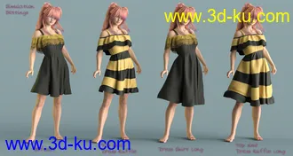 dForce Ruffle BN Off Shoulder Dress for Genesis 8 Females and Bugga Boo模型的图片18