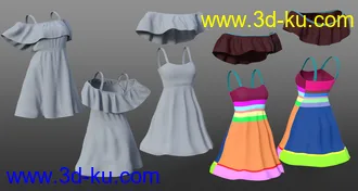 3D打印模型dForce Ruffle BN Off Shoulder Dress for Genesis 8 Females and Bugga Boo的图片