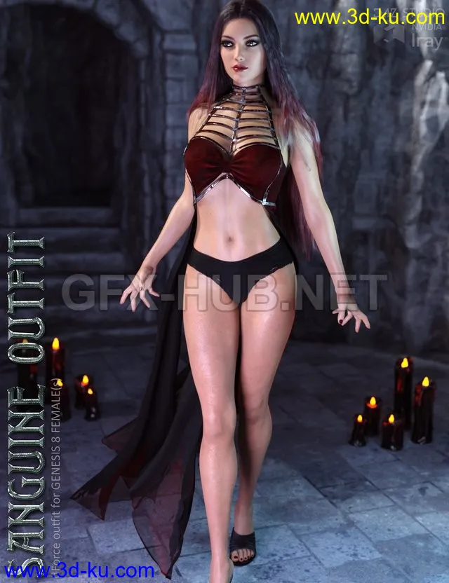 dForce Sanguine Outfit for Genesis 8 Females模型的图片1