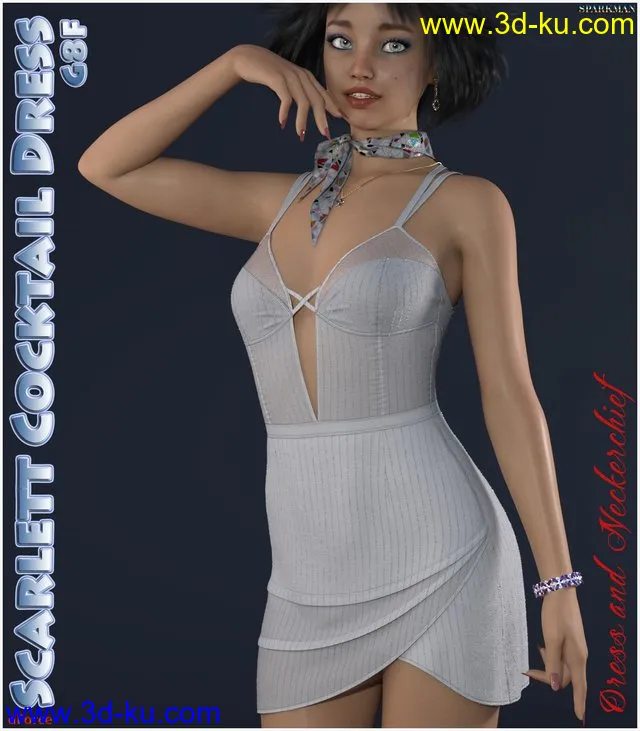 dForce Scarlett Cocktail Dress for Genesis 8 Females模型的图片1